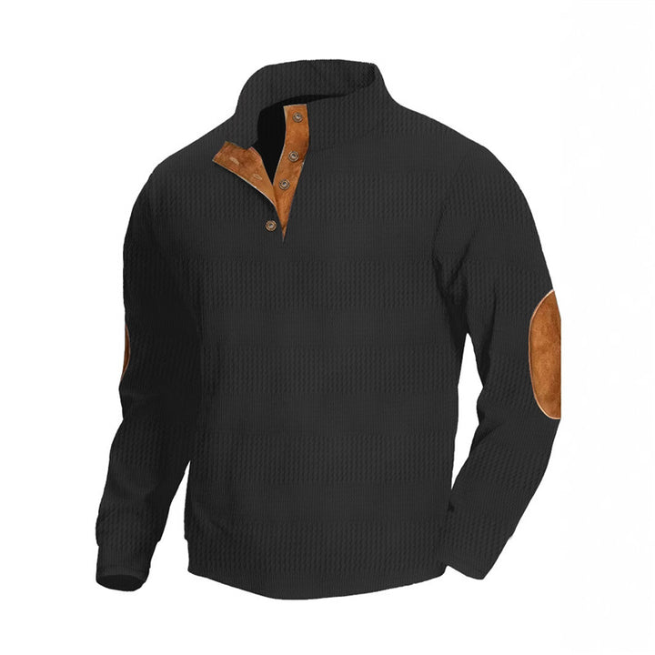 Men's fashionable sweater with textured design and leather details Lisslune