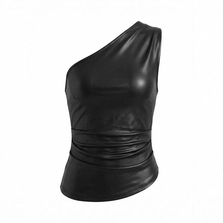 Damen asymmetrisches Top aus Kunstleder Lisslune
