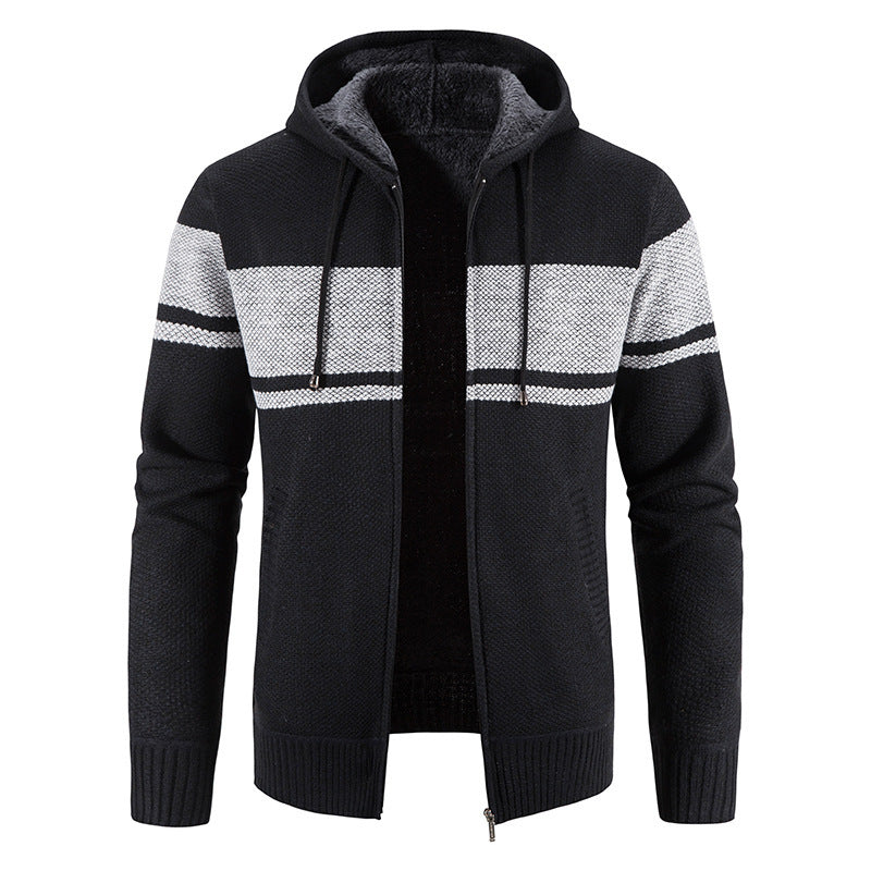 Men's Hoodie Jacket Made Of Soft Knit with Fleece Lining and Modern Accents Lisslune