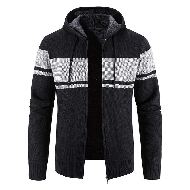 Men's Hoodie Jacket Made Of Soft Knit with Fleece Lining and Modern Accents Lisslune