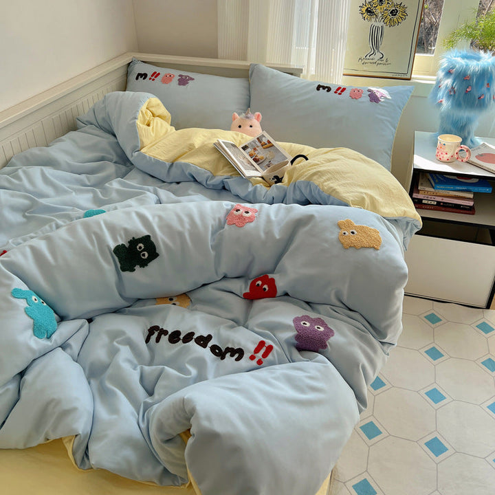 Rynx | New Style Fresh Towel Embroidery Set Skin-friendly Washed Cotton Cute Cartoon Four-piece Set Girl Heart Kit