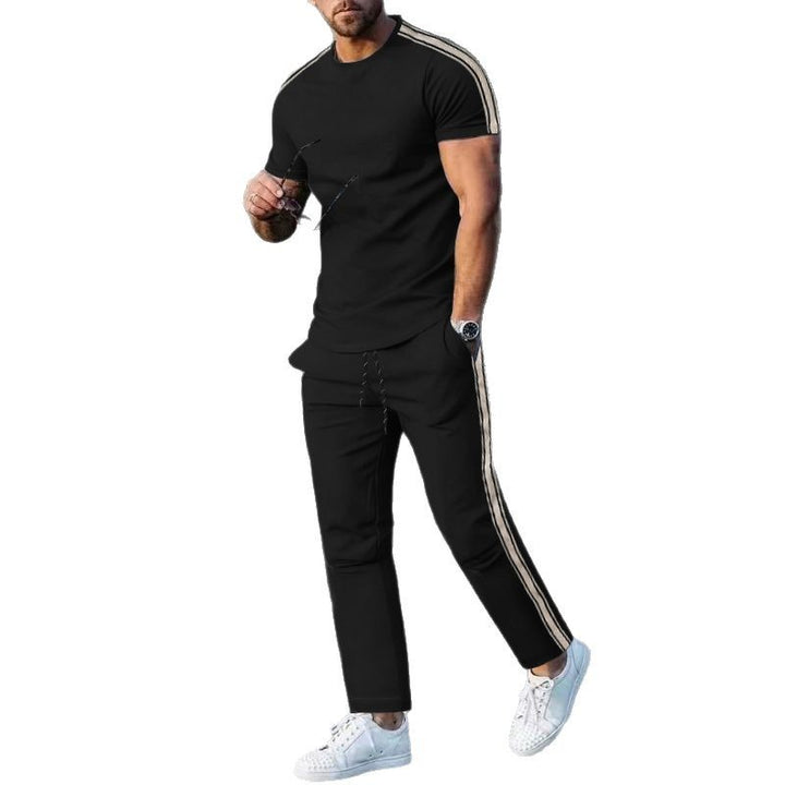 Men's sporty leisure set with high-quality material and fashionable stripes Lisslune
