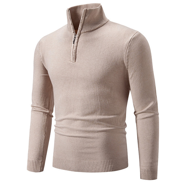 Men's stylish turtleneck sweater with zipper and fine knit texture Lisslune