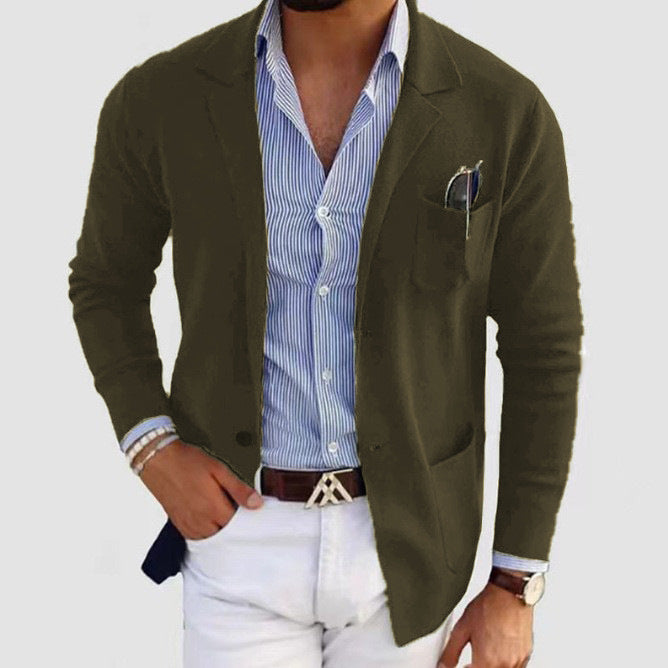 Men's casual knit blazer with practical pockets and comfortable fit Lisslune