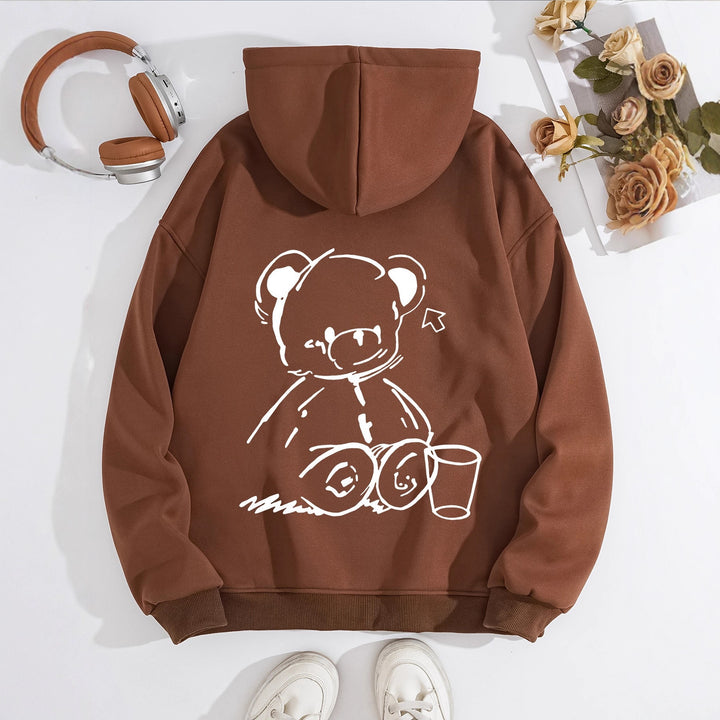 Women's Hoodie with Casual Bear Design Lisslune