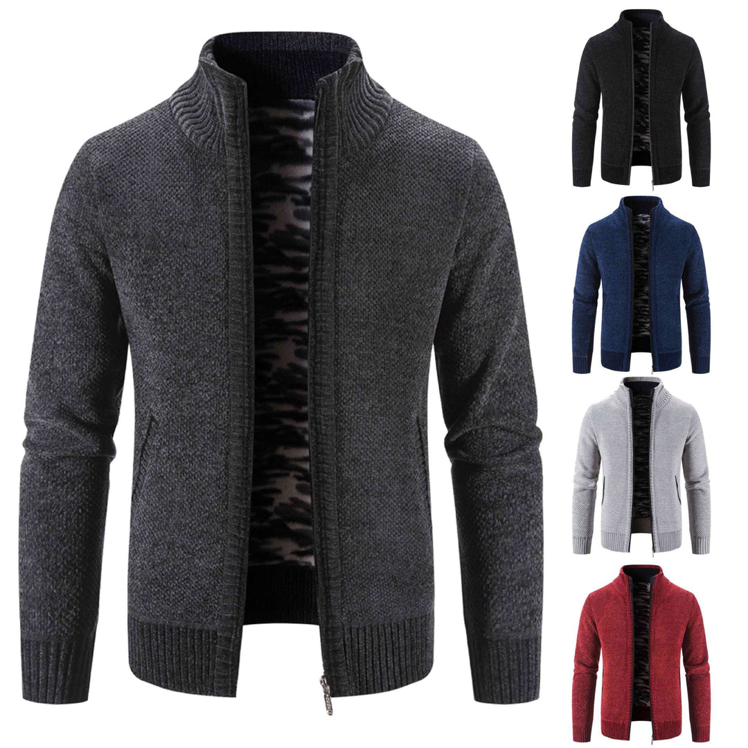 Men's cardigan with high collar and practical zip pockets Lisslune