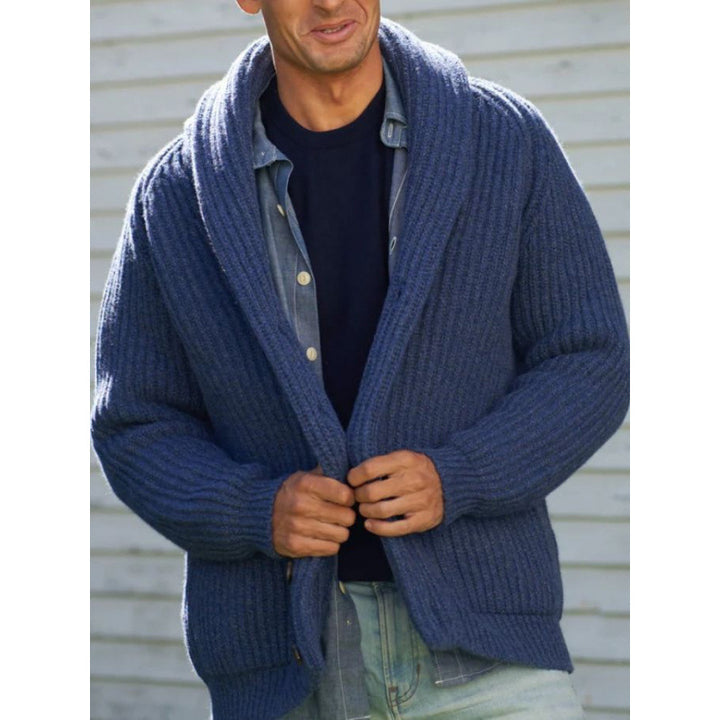 Men's knitted cardigan with draped lapel Lisslune