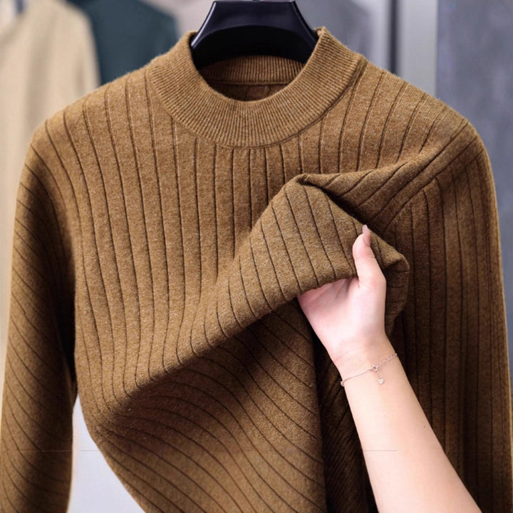 Men's knit sweater with modern rib design and high collar Lisslune