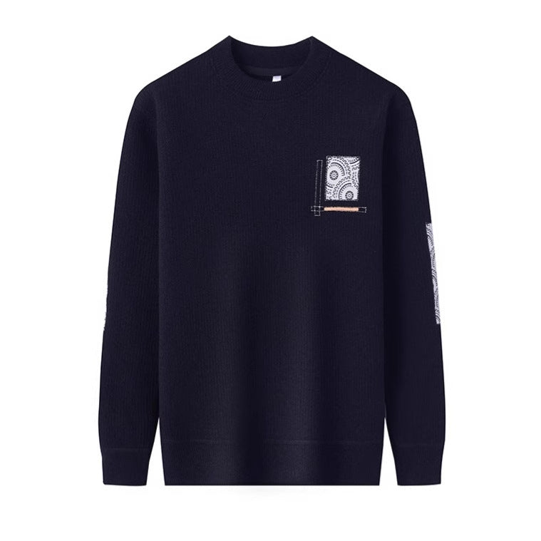 Men's cozy knitted sweater with unique print pattern Lisslune