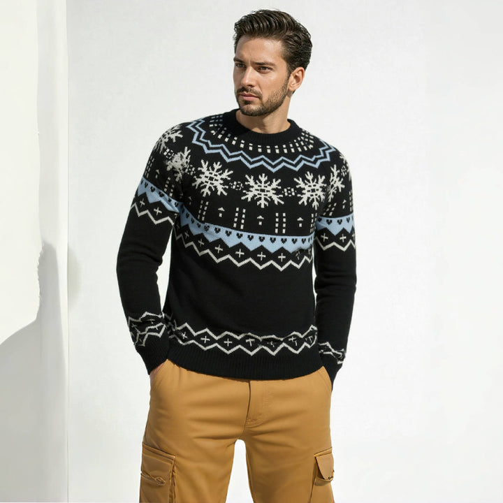 Men's cozy Norwegian sweater with winter design Lisslune