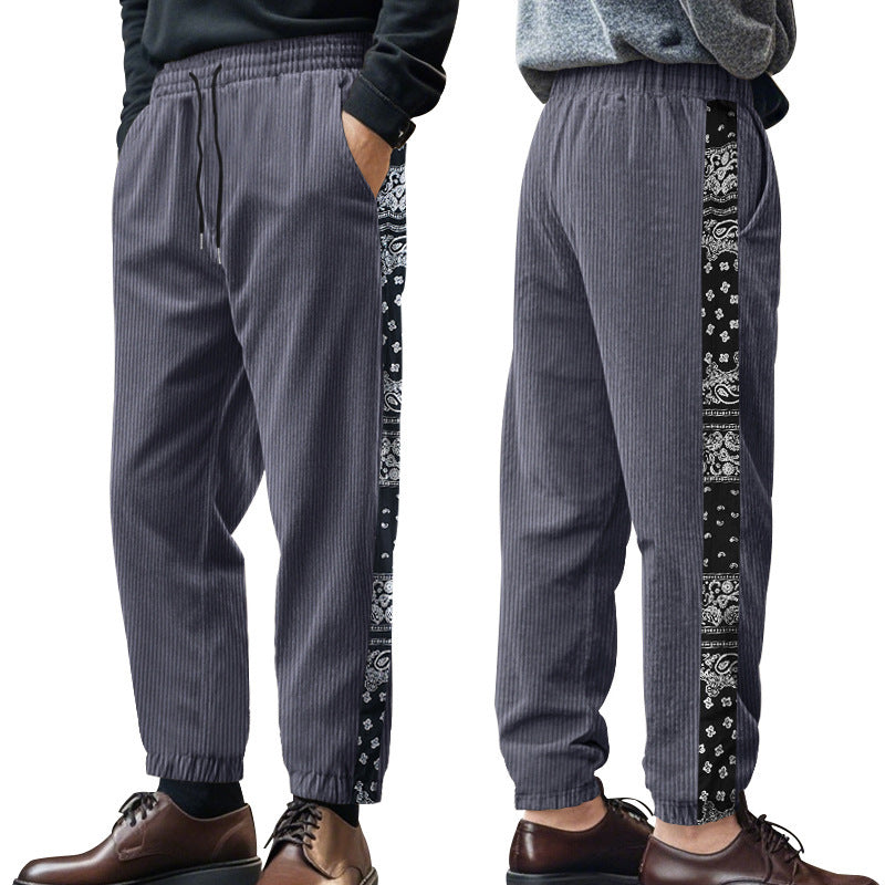 Men's leisure pants with decorative side panels in bandana design Lisslune