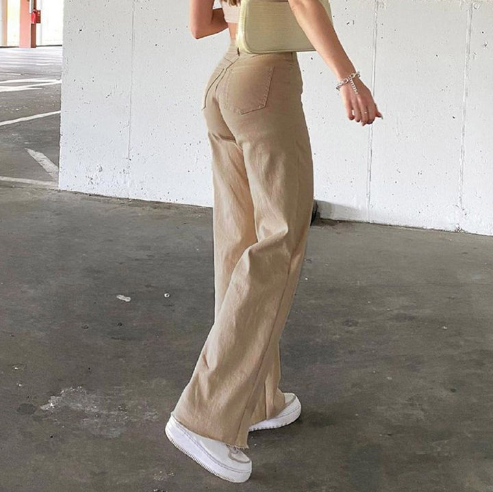 Damen weite High-Waist Jeans im lässigen Schnitt mit eleganter Taillierung Lisslune