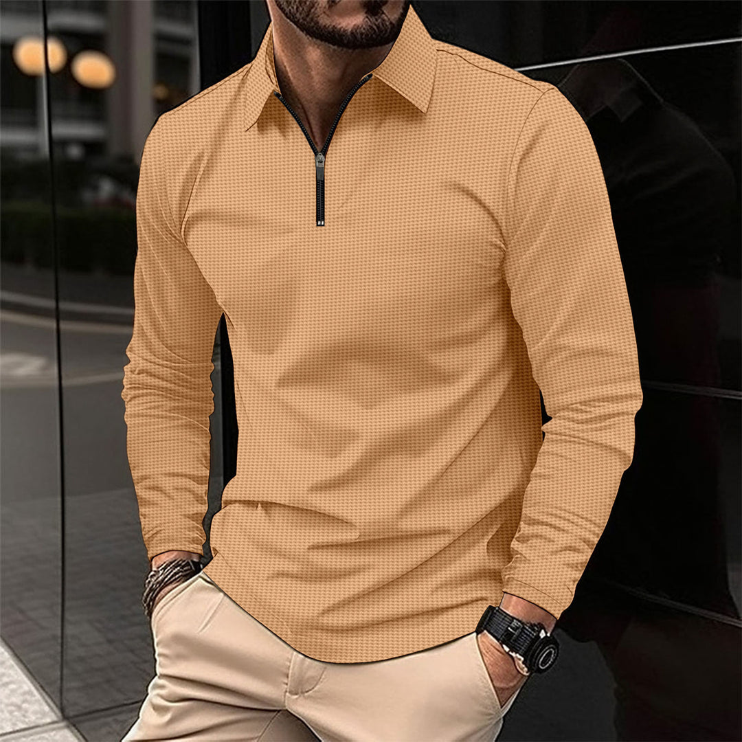 Men's elegant long-sleeve shirt with innovative zipper and textured outer material Lisslune