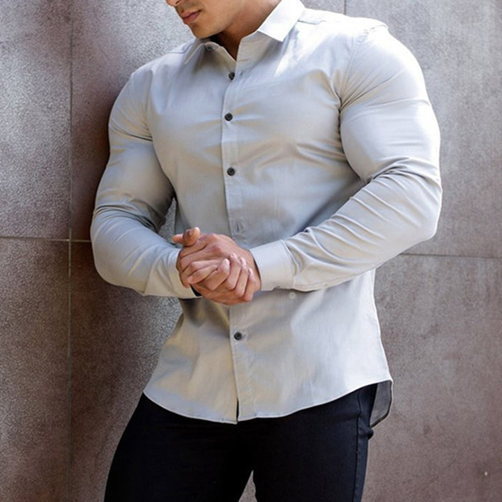 Men's form-fitting long-sleeve shirt with modern cut and elegant buttons Lisslune