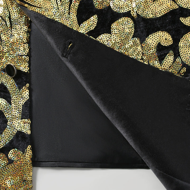 Men's shimmering festive waistcoat with floral patterns Lisslune