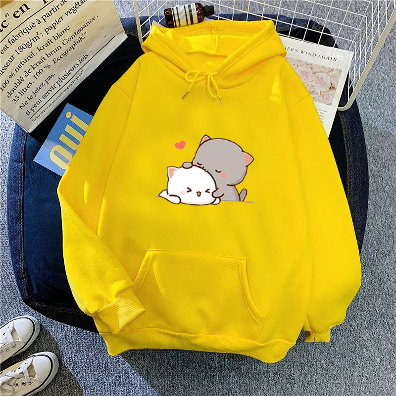 Women's hoodie with playful cat motif and comfortable fit Lisslune