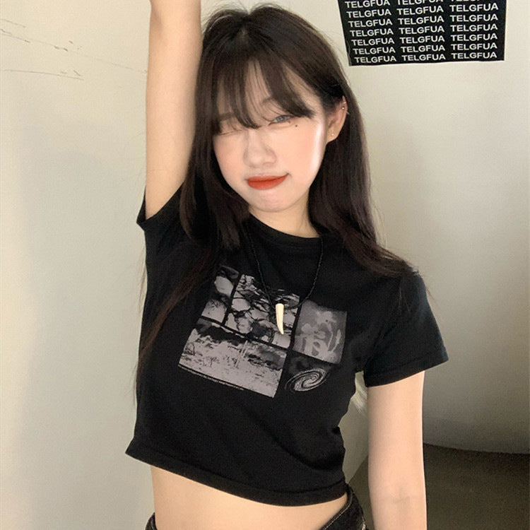 Ladies Cropped T-Shirt with creative graphic design Lisslune