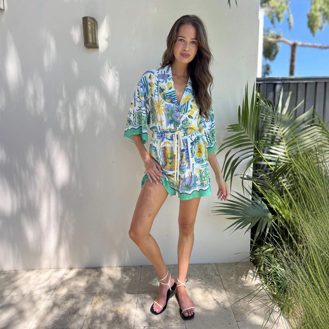 Ladies beach dress with colorful pattern Lune London