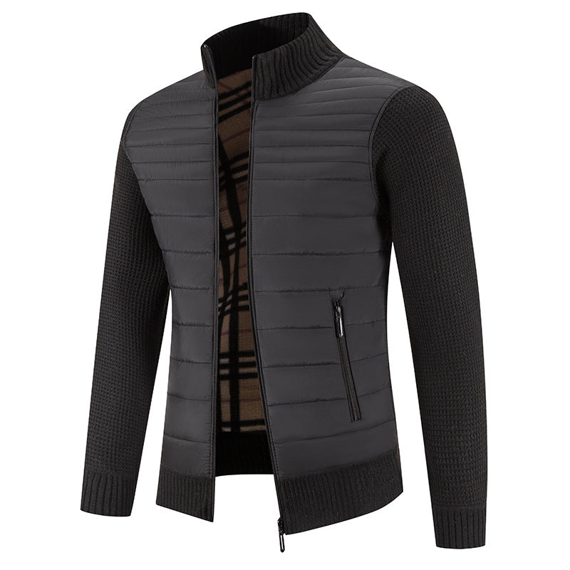 Men's casual quilted jacket with knitted sleeves Lisslune