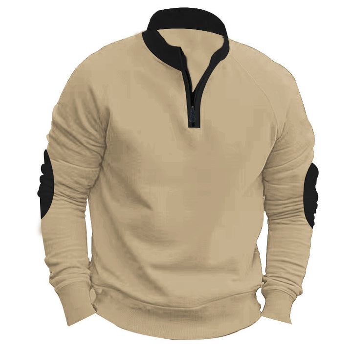 Men's sporty sweater with innovative zipper and contrast arm details Lisslune