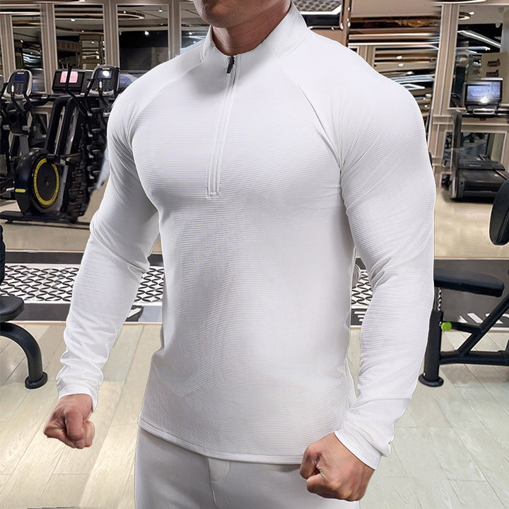 Men's Long Sleeve Functional Shirt with Half Zipper and Breathable Material Lisslune