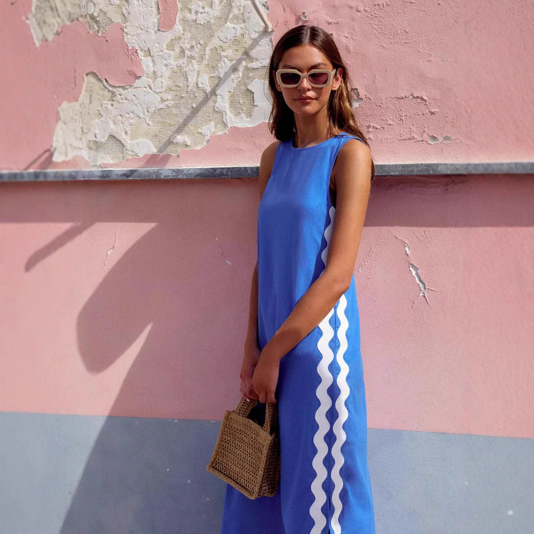 Ladies maxi dress with elegant cut and decorative details Lune London