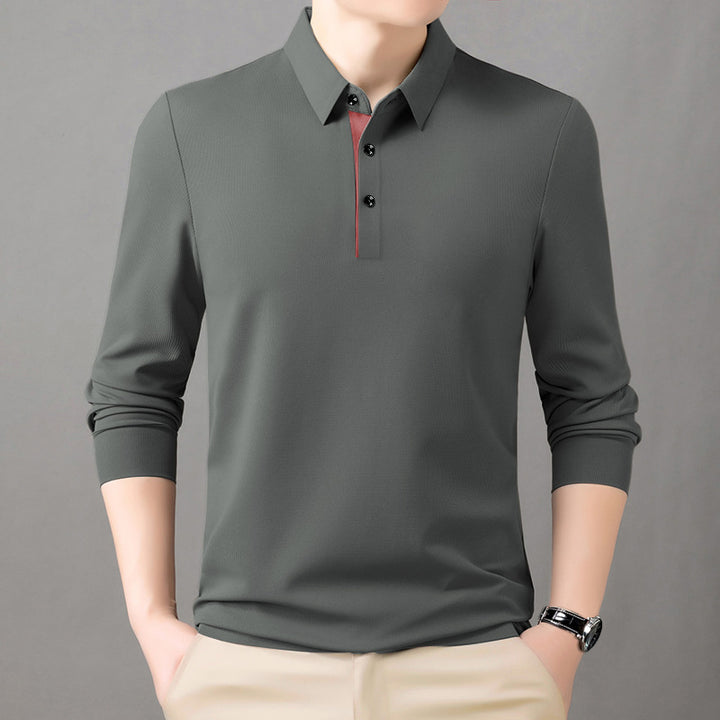 Men's comfortable long-sleeve polo shirt with elegant collar Lisslune