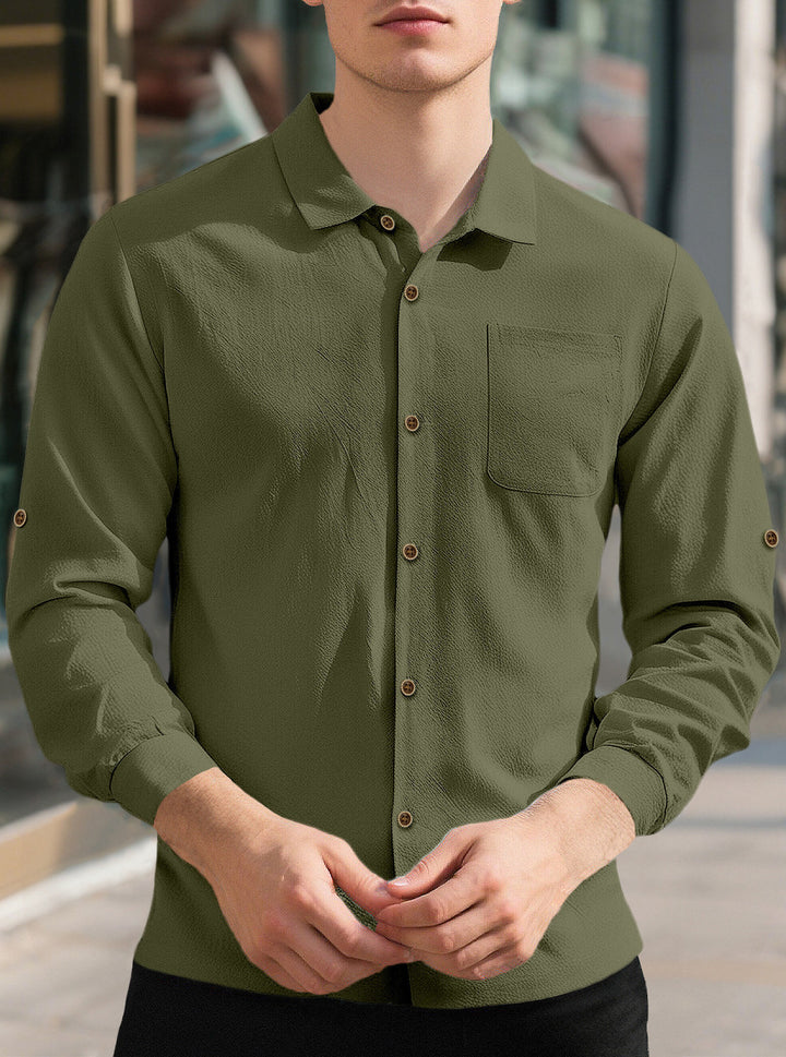 Men's casual long sleeve shirt made of breathable fabric with stylish buttons Lisslune
