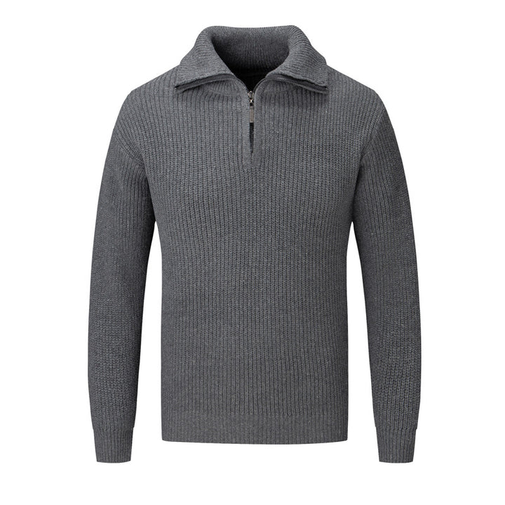 Men's Fashionable Knit Pullover with Half Zipper and Textured Design Lisslune