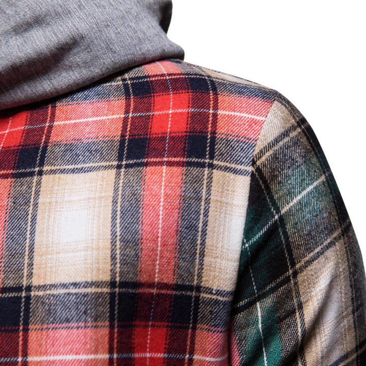 Men's shirt with integrated hood in trendy check design Lisslune