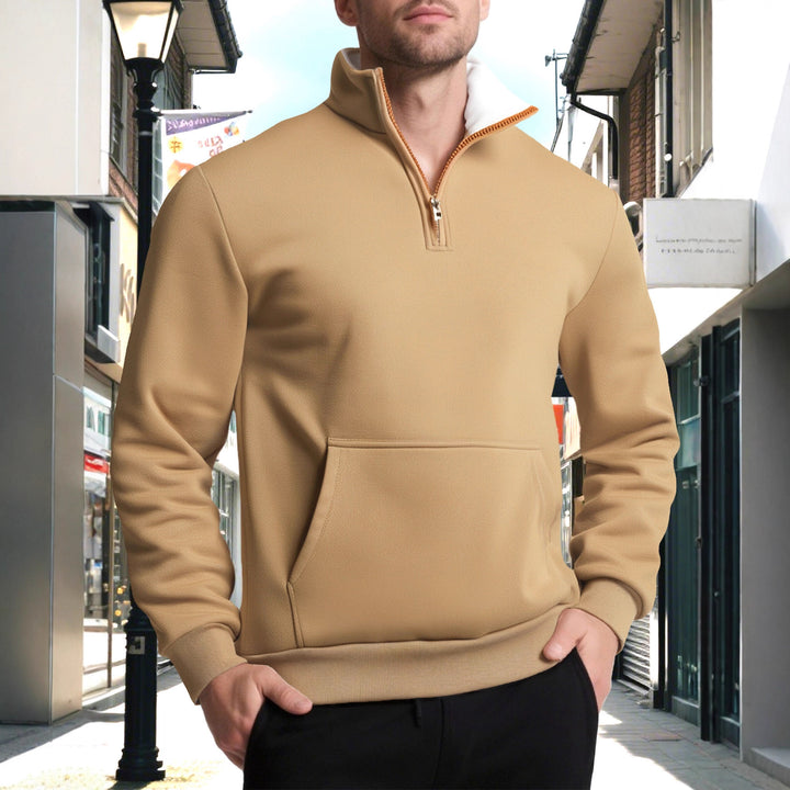 Men's sporty sweatshirt with innovative collar and practical kangaroo pocket Lisslune