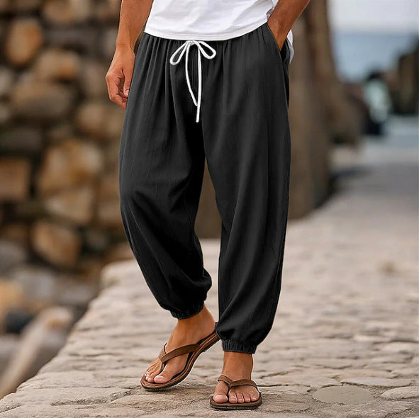 Men's airy leisure pants with elastic waistband and side pockets Lisslune