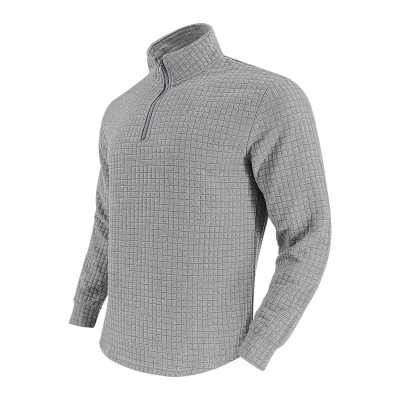 Men's elegant stand-up collar sweater with zipper and textured design Lisslune
