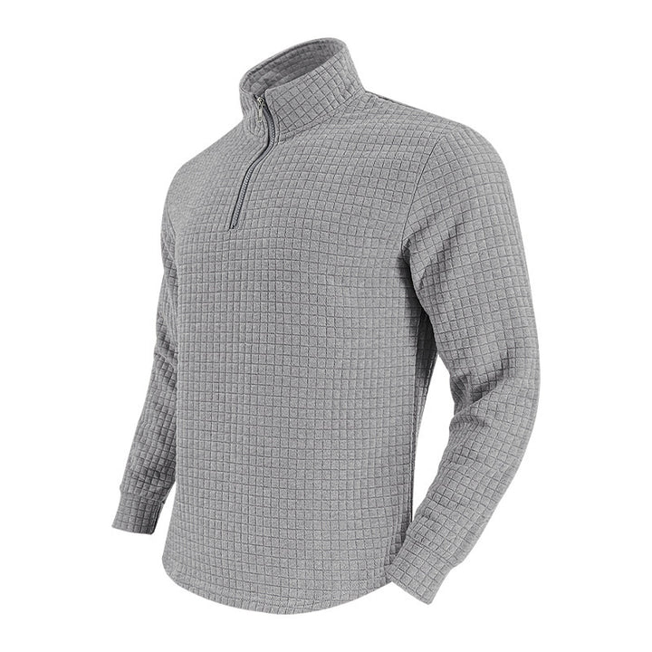 Men's elegant stand-up collar sweater with zipper and textured design Lisslune