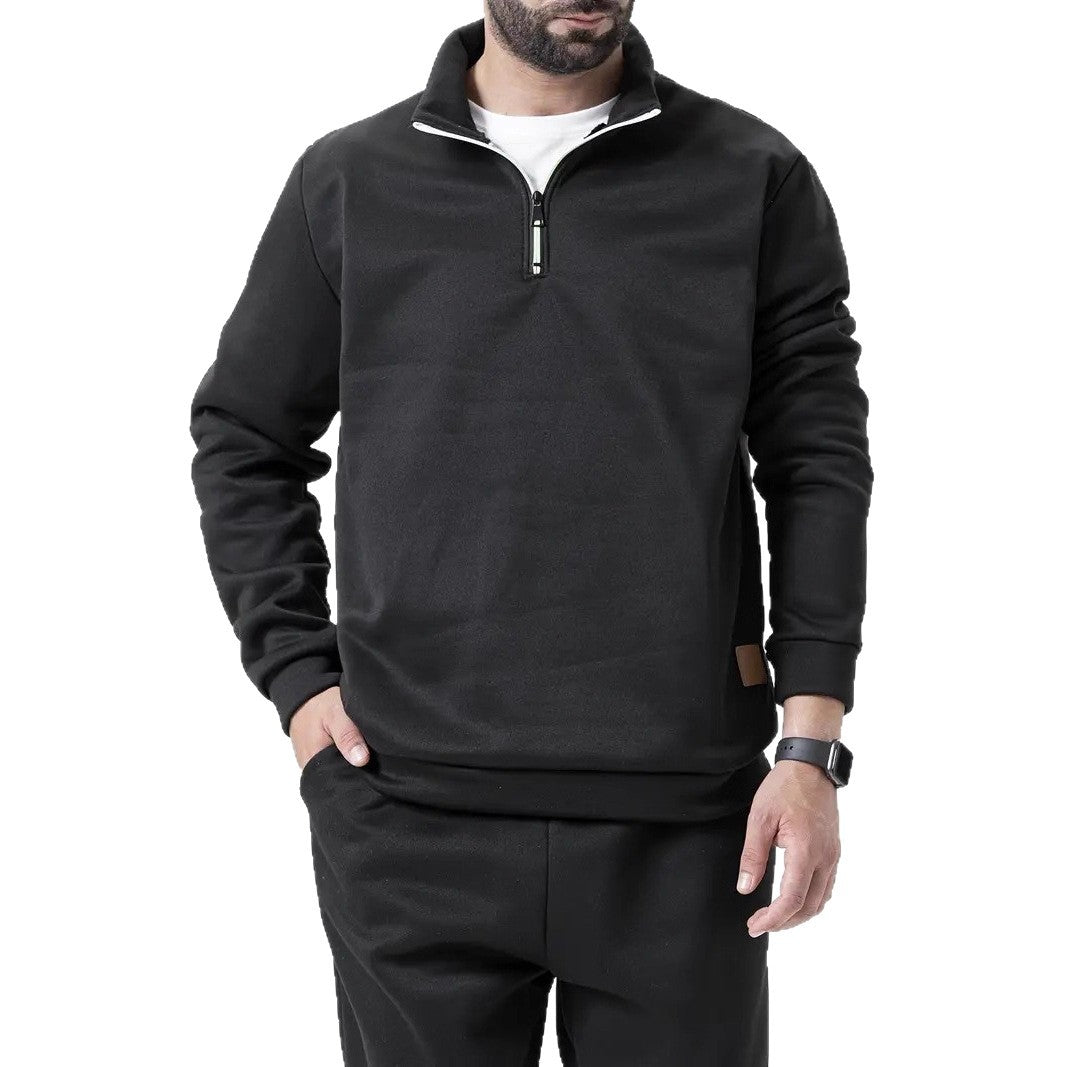 Men's fleece pullover with half zip and textured design Lisslune
