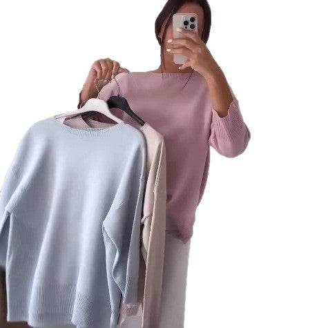 Women's Casual Oversized Sweater with Asymmetric Cut and Button Details Lisslune