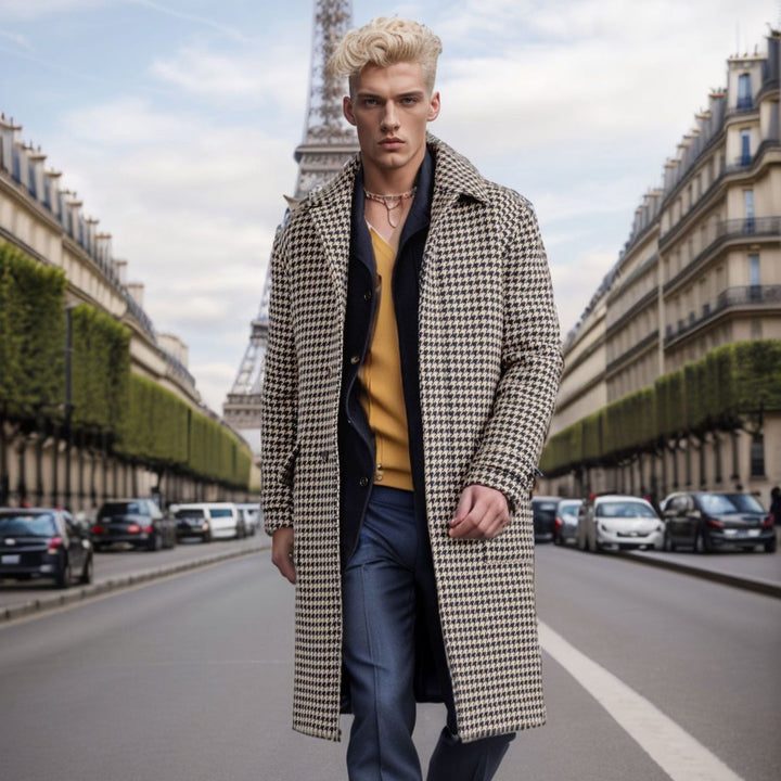 Men's elegant checked coat with practical pockets and modern cut Lisslune