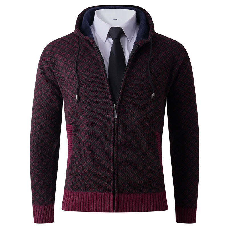 Men's elegant hooded jacket with textured pattern Lisslune
