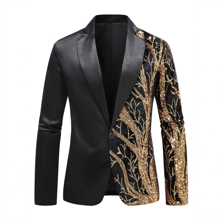 Men's luxurious sequin tuxedo blazer with floral design Lisslune