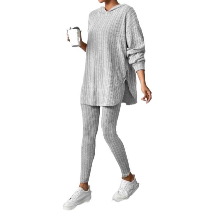 Damen Bequemes Lounge-Set mit Kapuze und schmalen Hosen Lisslune