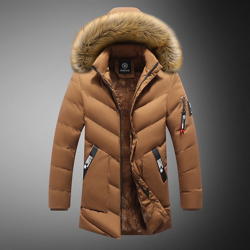 Men's padded winter jacket with removable synthetic fur collar and practical pockets Lisslune