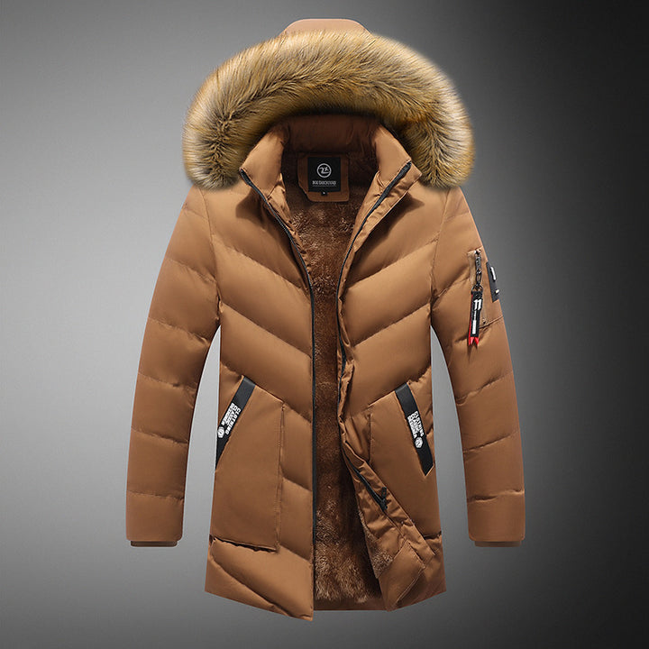Men's padded winter jacket with removable synthetic fur collar and practical pockets Lisslune