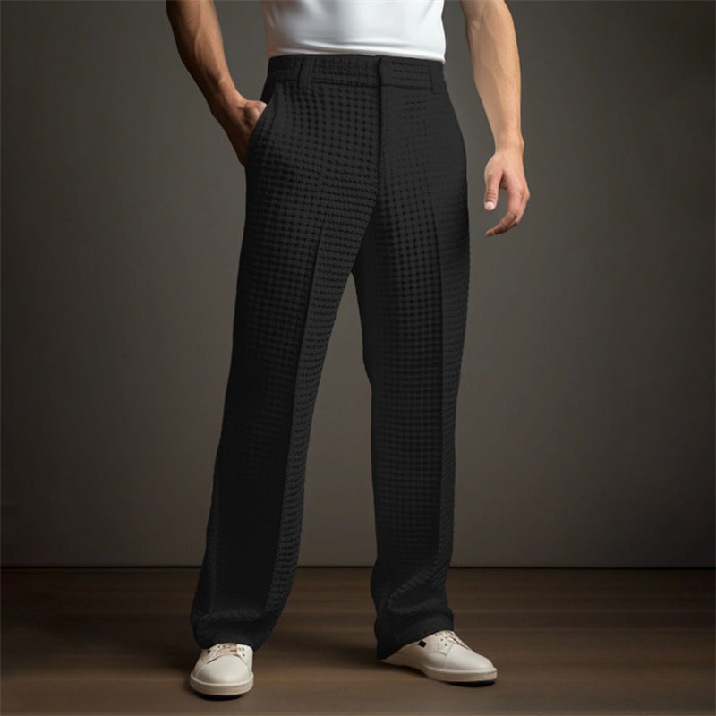 Men's elegant checked trousers with elastic waistband and side pockets Lisslune