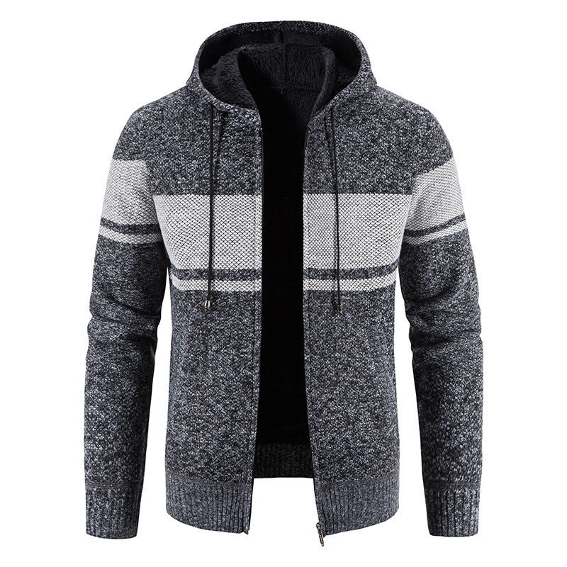 Men's Hoodie Jacket Made Of Soft Knit with Fleece Lining and Modern Accents Lisslune