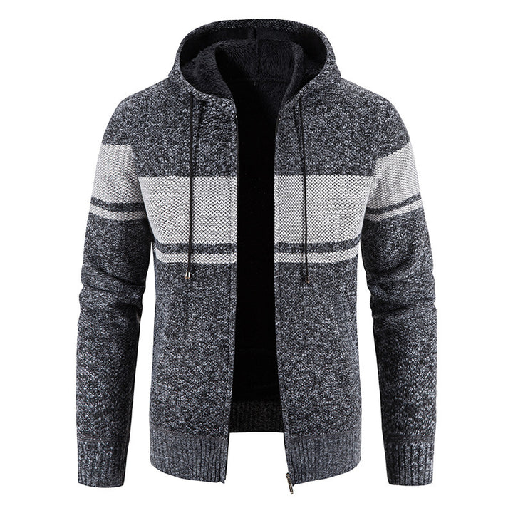 Men's Hoodie Jacket Made Of Soft Knit with Fleece Lining and Modern Accents Lisslune