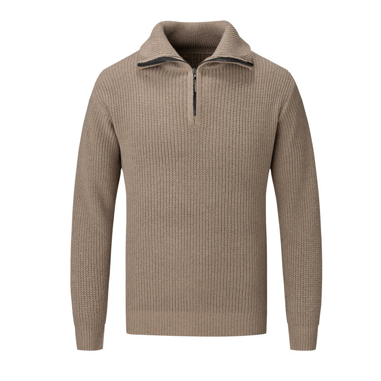 Men's leisure pullover with half zipper and textured knit pattern Lisslune