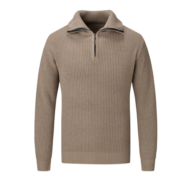 Men's leisure pullover with half zipper and textured knit pattern Lisslune