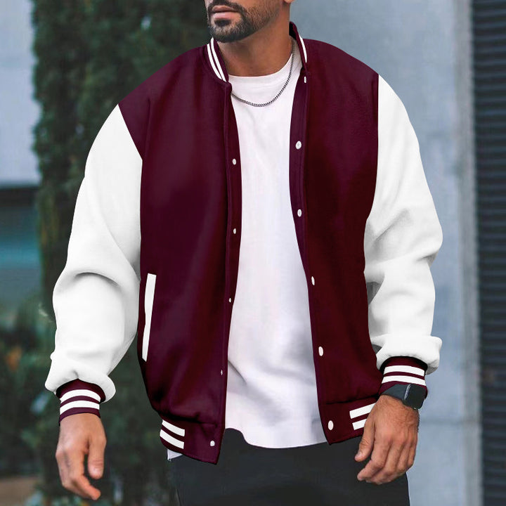 Men's college jacket with contrasting sleeves and classic cuffs Lisslune