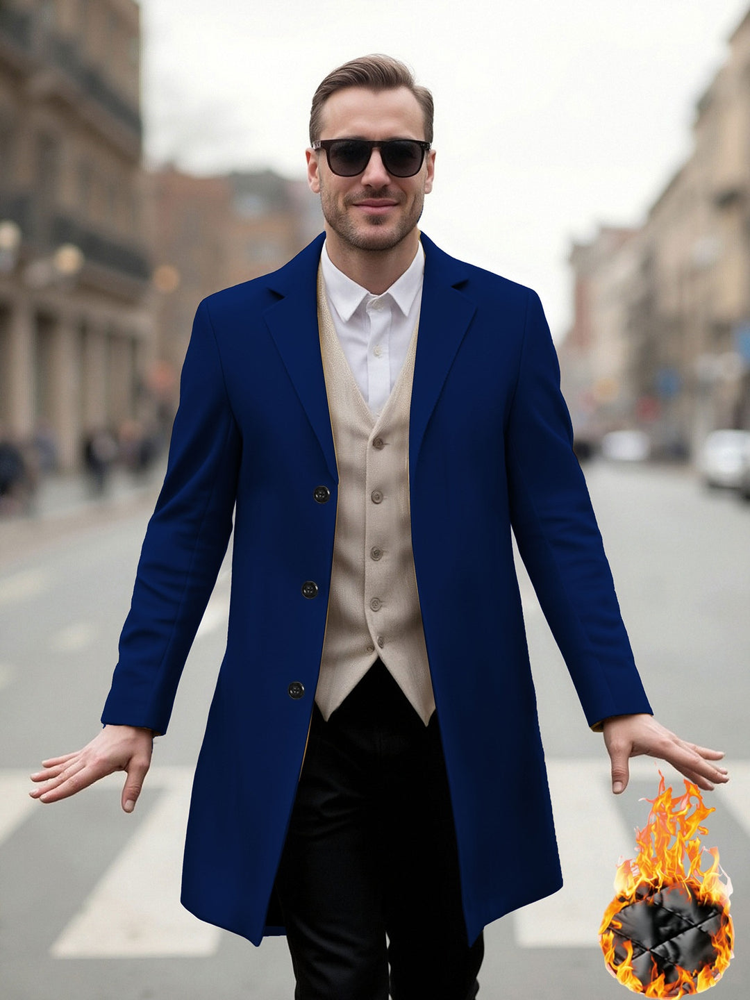 Men's elegant long coat with modern cut and optimal wearing comfort Lisslune