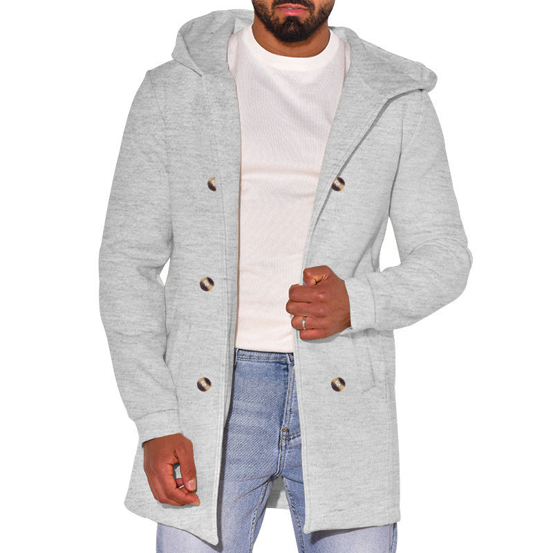 Men's fashionable coat with removable hood and double button placket Lisslune